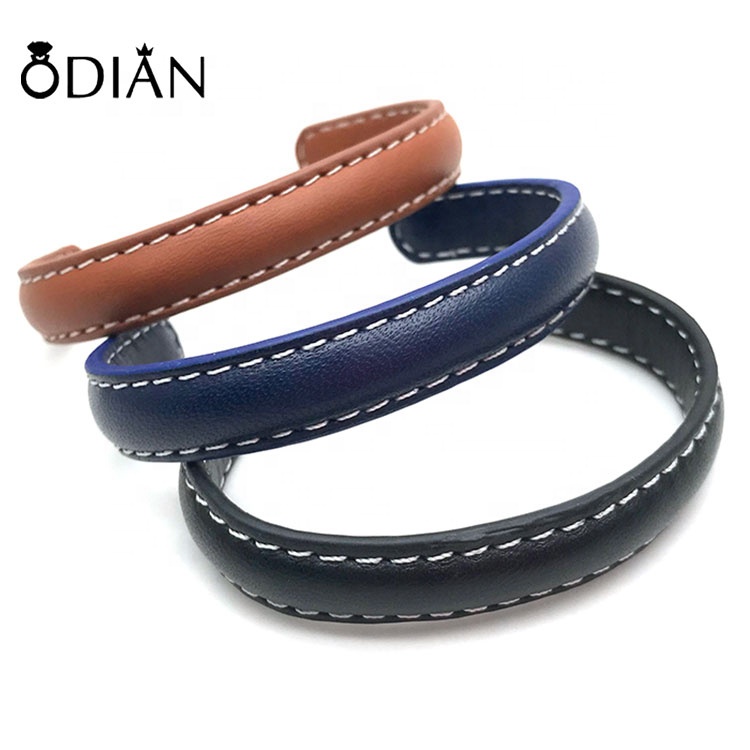 New Custom DIY Leather Bracelet Cowhide Leather Bracelet Letter Charm Cuff Bangles Stainless Steel Hand Strap Bracelet