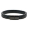 Personalized Simple Black Braided Stainless Steel Men Leather Bracelet Wholesale