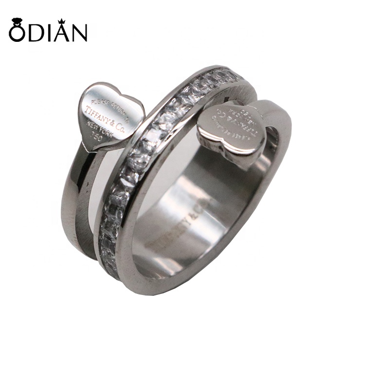2020 The latest titanium steel Channel Set rhinestone ring unisex, silver, black, gold stainless steel ring