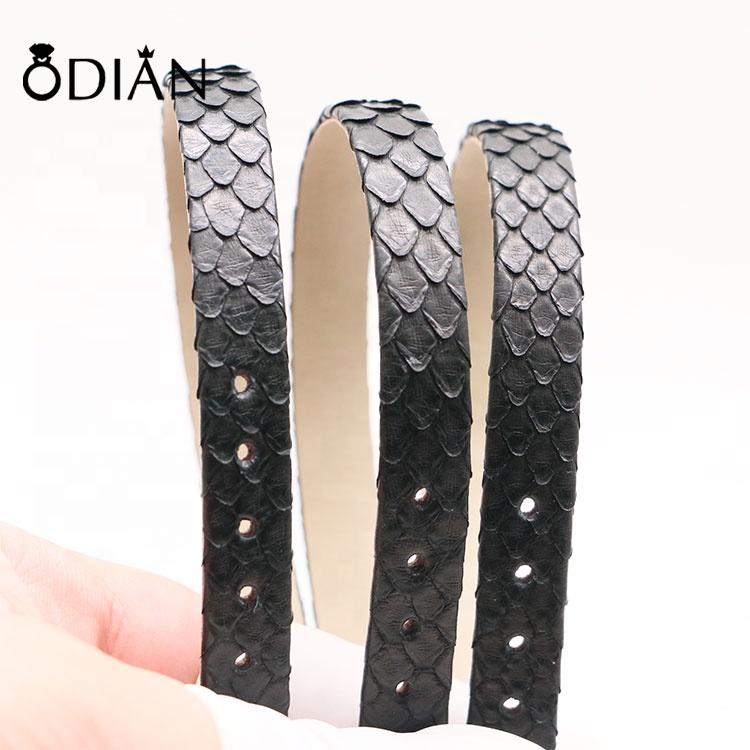 Fashionable and exquisite python pearl fish skin leather rope, wide flat 10mm/12mm/14mm customizable high quality leather rope