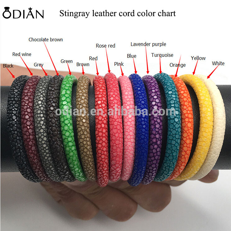 Genuin stingray and python skin leather cord for bracelet making accessories 4mm various colors genuine stingray leather cord