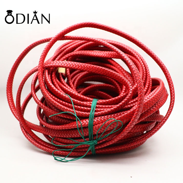 High quality manufacture 6mm braided leather cord ,A variety of colors are available