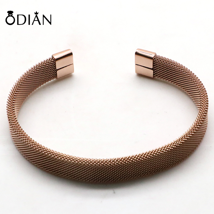High quality elastic mesh wide bracelet with silver cuff bracelet for women,The can be customized color bangle
