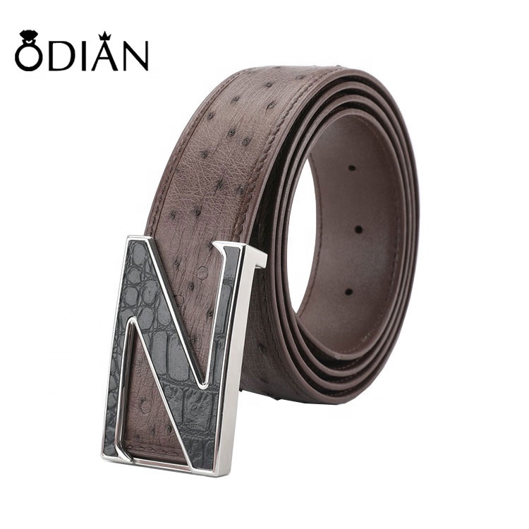 Real ostrich leather belt, replaceable belt buckle, a variety of styles to choose from