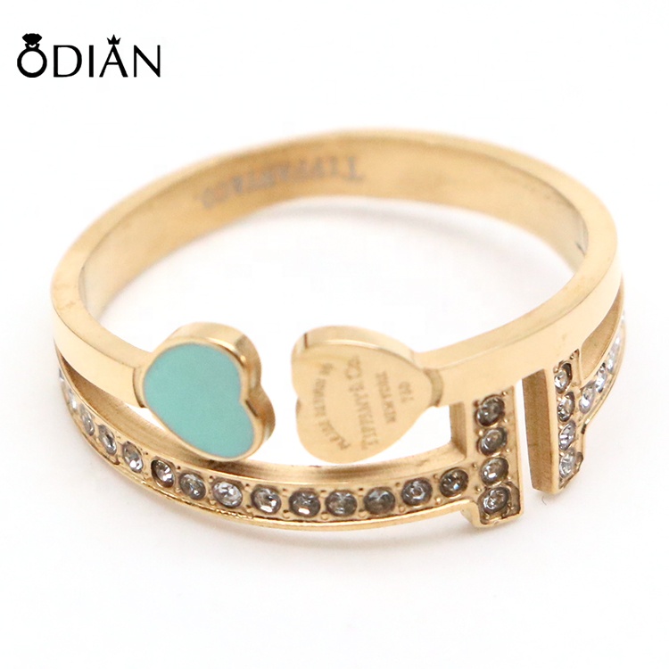 wholesale custom jewelry stainless steel PVD 18K gold plated simple love classic couple rings for women and men