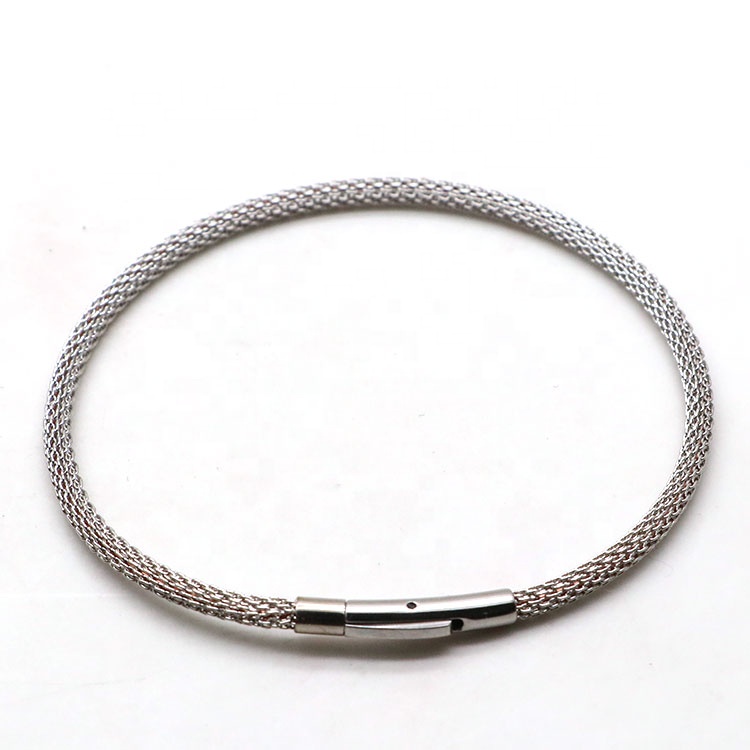 Fashion Simple Mens cuff Bangle Stainless Steel Wire Mesh Bracelet manufacturers direct ,Custom private signage