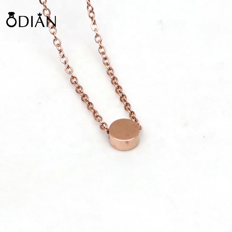 Customized Message Circular Round Disc Pendant Geometric Minimalist Design Stainless Steel Tags Necklace
