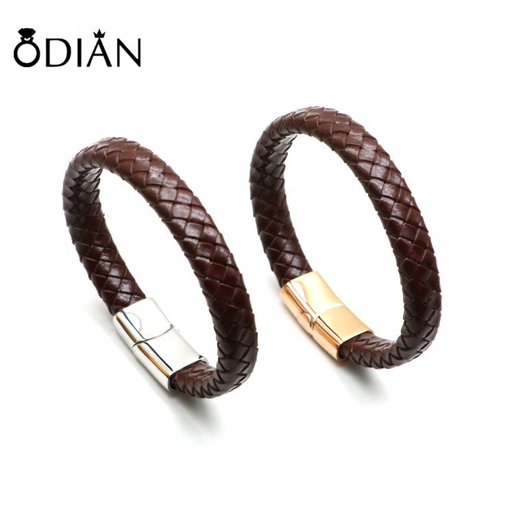 China Marketplace Custom Jewelry golden Magnetic Bracelet Men Leather Bracelet
