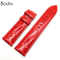 Odian Jewelry Genuine Red Alligator America Crocodile leather watch band strap with stainless steel buckle
