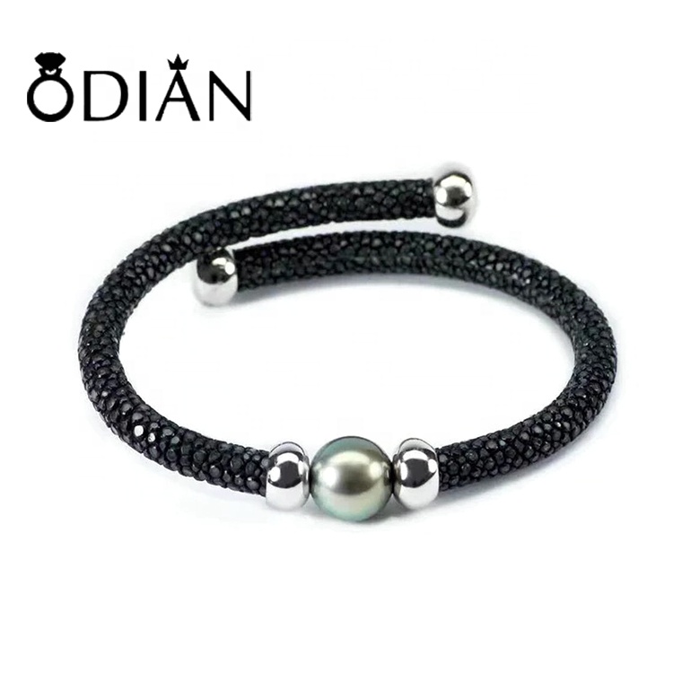 Natural true luxury stingray leather bracelet jewelry with the freshwat pearl bracelet
