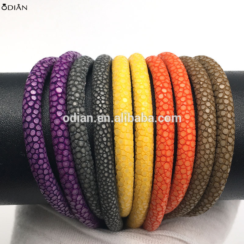 Newest genuine stingray material faux leather rope 4mm,5mm,6mm round leather cord for DIY