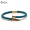 Luxury quality stingray python skin leather bracelet for different colours stainless steel nail bracelet for men women