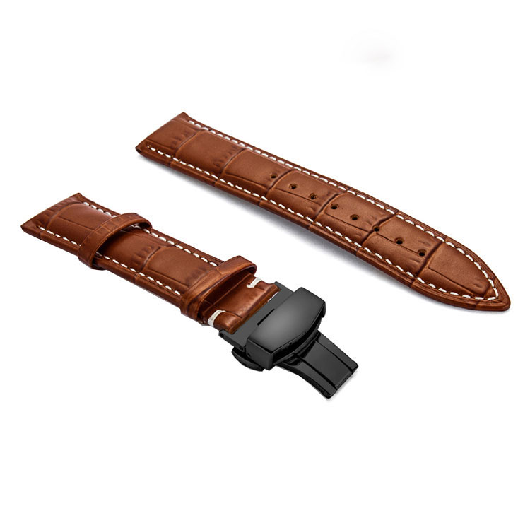 Genuine Cowhide Embossed Crocodile Leather Watchband Waterproof Watch Strap